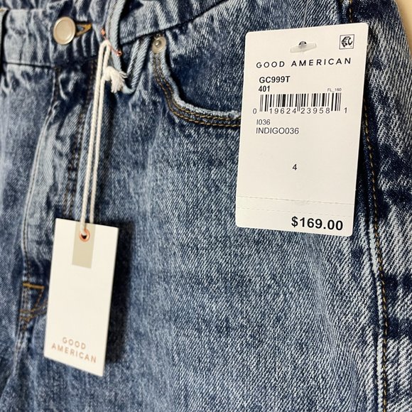 Good American Good Classic Denim Distressed Jeans Size 27 NWT - Picture 8 of 10